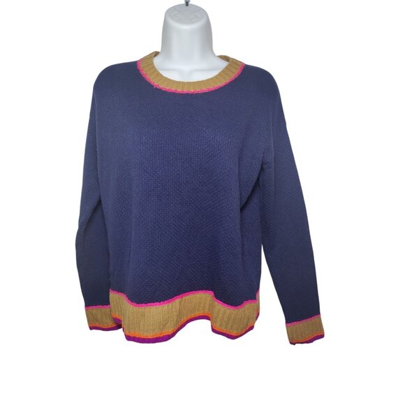 Lisa Todd Border Order Navy Blue & Multicolor Pullover 100% Cotton (SOLD) - Picture 5 of 10
